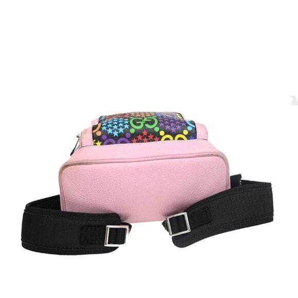 GUCCI Logo GG Psychedelic Backpack Bag Supreme Leather Black Pink Italy - Picture 5 of 16